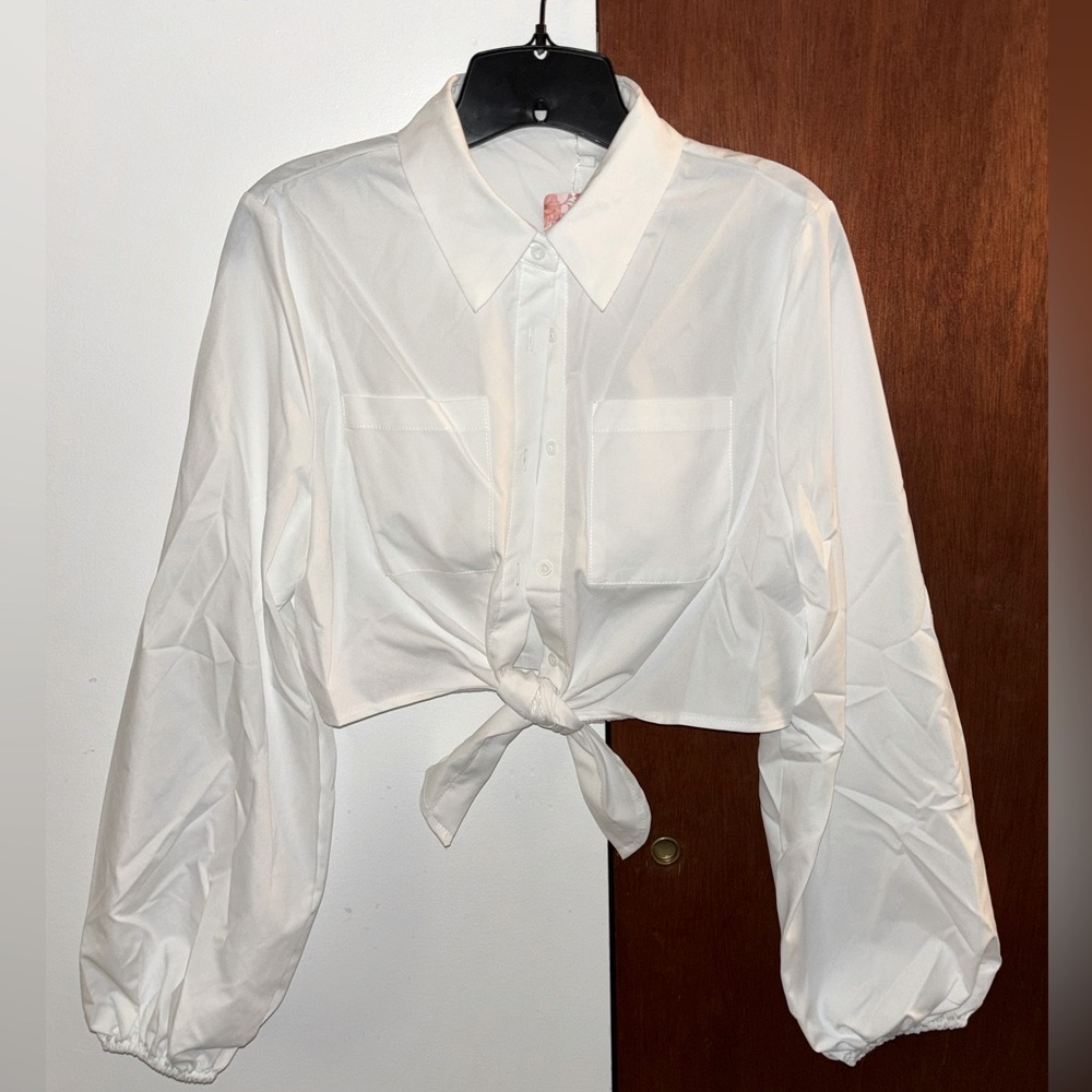 Lg half white button up